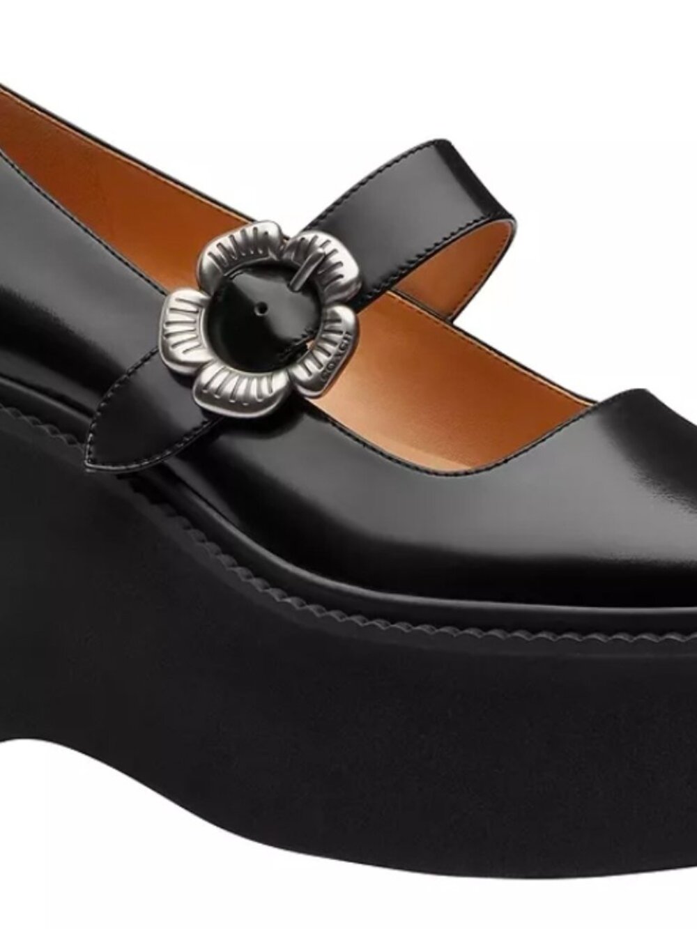 Coach Tea Rose Platform Mary Jane Women's Size 8 Black Leather NEW 70s Retro